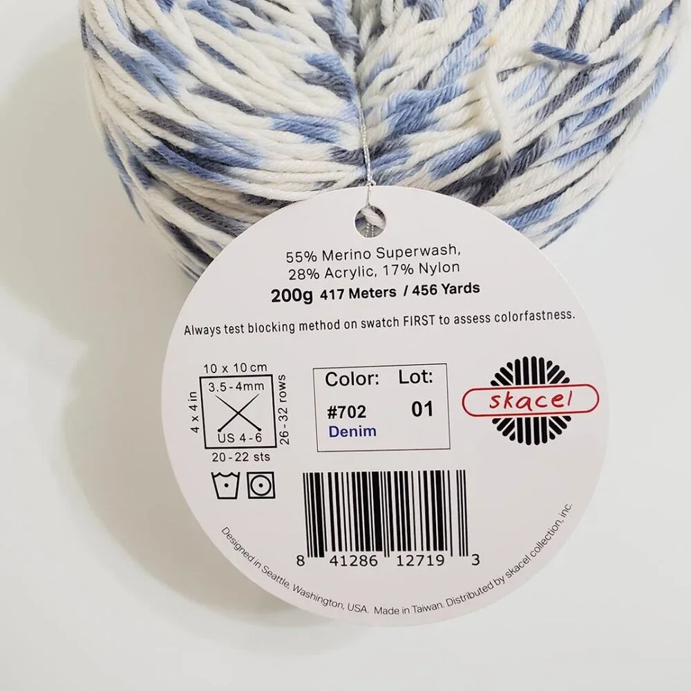 Hikoo Simplicity Spot Yarn Denim 702 190g 417m Merino Superwash Blend Knit